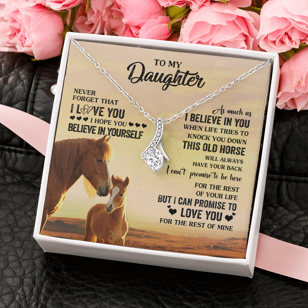Alluring Beauty Necklace 14K White Gold Finish | 2 | Personalized To My Daughter Necklace From Mom Dad Mother This Old Horse Love You Daughter Birthday Jewelry Christmas Customized Gift Box Message Card | siriusteestore