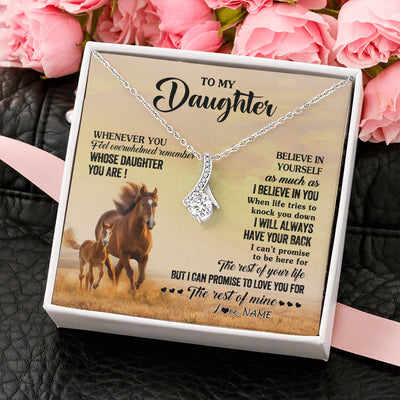 Alluring Beauty Necklace 14K White Gold Finish | 2 | Personalized To My Daughter Necklace From Mom Dad Mother Whenever You Feel Horse Daughter Birthday Jewelry Christmas Customized Gift Box Message Card | siriusteestore