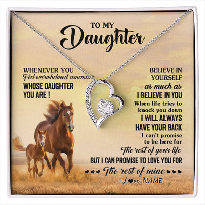 Forever Love Necklace 14K White Gold Finish | 1 | Personalized To My Daughter Necklace From Mom Dad Mother Whenever You Feel Horse Daughter Birthday Jewelry Christmas Customized Gift Box Message Card | siriusteestore
