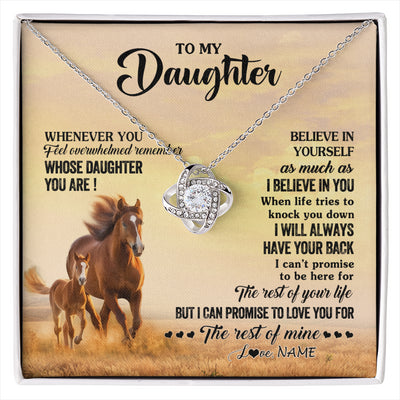 Love Knot Necklace 14K White Gold Finish | 1 | Personalized To My Daughter Necklace From Mom Dad Mother Whenever You Feel Horse Daughter Birthday Jewelry Christmas Customized Gift Box Message Card | siriusteestore