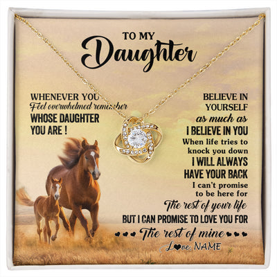 Love Knot Necklace 18K Yellow Gold Finish | 1 | Personalized To My Daughter Necklace From Mom Dad Mother Whenever You Feel Horse Daughter Birthday Jewelry Christmas Customized Gift Box Message Card | siriusteestore
