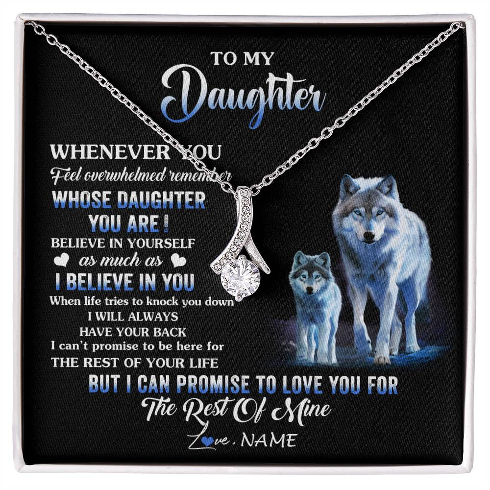 Alluring Beauty Necklace 14K White Gold Finish | 1 | Personalized To My Daughter Necklace From Mom Dad Mother Whenever You Feel Wolf Daughter Birthday Gifts Jewelry Christmas Customized Gift Box Message Card | siriusteestore