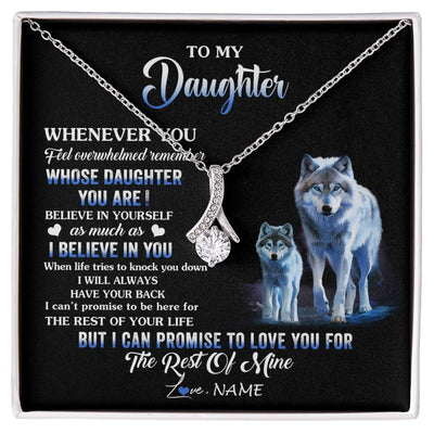 Alluring Beauty Necklace 14K White Gold Finish | 1 | Personalized To My Daughter Necklace From Mom Dad Mother Whenever You Feel Wolf Daughter Birthday Gifts Jewelry Christmas Customized Gift Box Message Card | siriusteestore