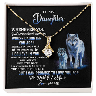 Alluring Beauty Necklace 18K Yellow Gold Finish | 1 | Personalized To My Daughter Necklace From Mom Dad Mother Whenever You Feel Wolf Daughter Birthday Gifts Jewelry Christmas Customized Gift Box Message Card | siriusteestore