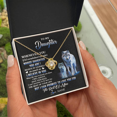 Love Knot Necklace 18K Yellow Gold Finish | 2 | Personalized To My Daughter Necklace From Mom Dad Mother Whenever You Feel Wolf Daughter Birthday Gifts Jewelry Christmas Customized Gift Box Message Card | siriusteestore