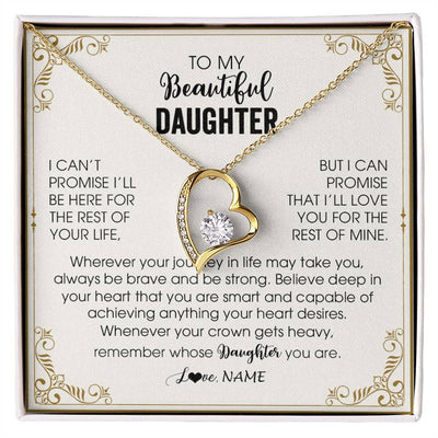 Forever Love Necklace 18K Yellow Gold Finish | 1 | Personalized To My Daughter Necklace From Mom Dad Mother Wherever Your Journey in Life Daughter Birthday Christmas Graduation Customized Gift Box Message Card | siriusteestore