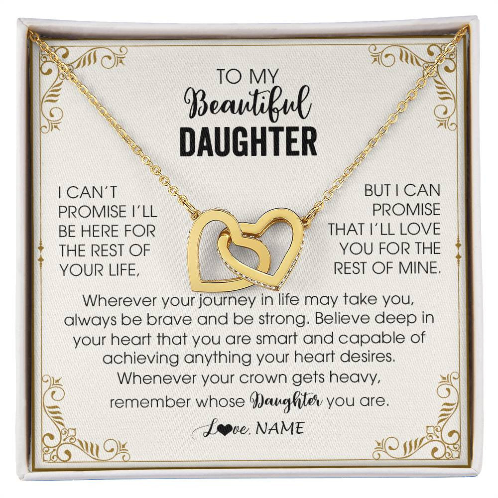 Interlocking Hearts Necklace 18K Yellow Gold Finish | 1 | Personalized To My Daughter Necklace From Mom Dad Mother Wherever Your Journey in Life Daughter Birthday Christmas Graduation Customized Gift Box Message Card | siriusteestore