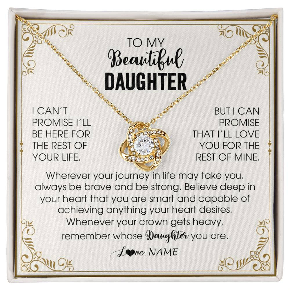 Love Knot Necklace 18K Yellow Gold Finish | 1 | Personalized To My Daughter Necklace From Mom Dad Mother Wherever Your Journey in Life Daughter Birthday Christmas Graduation Customized Gift Box Message Card | siriusteestore