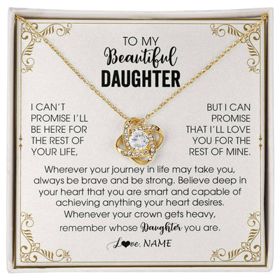 Love Knot Necklace 18K Yellow Gold Finish | 1 | Personalized To My Daughter Necklace From Mom Dad Mother Wherever Your Journey in Life Daughter Birthday Christmas Graduation Customized Gift Box Message Card | siriusteestore