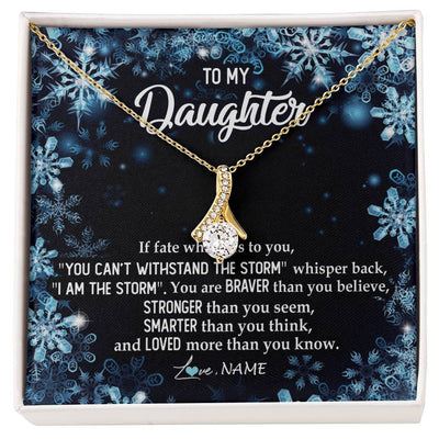 Alluring Beauty Necklace 18K Yellow Gold Finish | Personalized To My Daughter Necklace From Mom Dad Mother Whisper Back I Am The Storm Daughter Jewelry Birthday Graduation Christmas Customized Message Card | siriusteestore