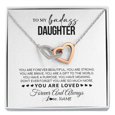 Interlocking Hearts Necklace | Personalized To My Daughter Necklace From Mom Dad Mother You Are Forever Beautiful Daughter Birthday Graduation Christmas Customized Gift Box Message Card | siriusteestore