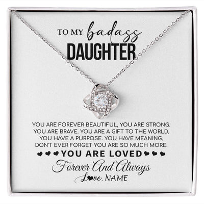 Love Knot Necklace | Personalized To My Daughter Necklace From Mom Dad Mother You Are Forever Beautiful Daughter Birthday Graduation Christmas Customized Gift Box Message Card | siriusteestore