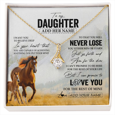 Alluring Beauty Necklace 18K Yellow Gold Finish | 1 | Personalized To My Daughter Necklace From Mom Dad Mother You Will Never Lose Horse Daughter Birthday Gifts Graduation Christmas Custom Gift Box Message Card | siriusteestore
