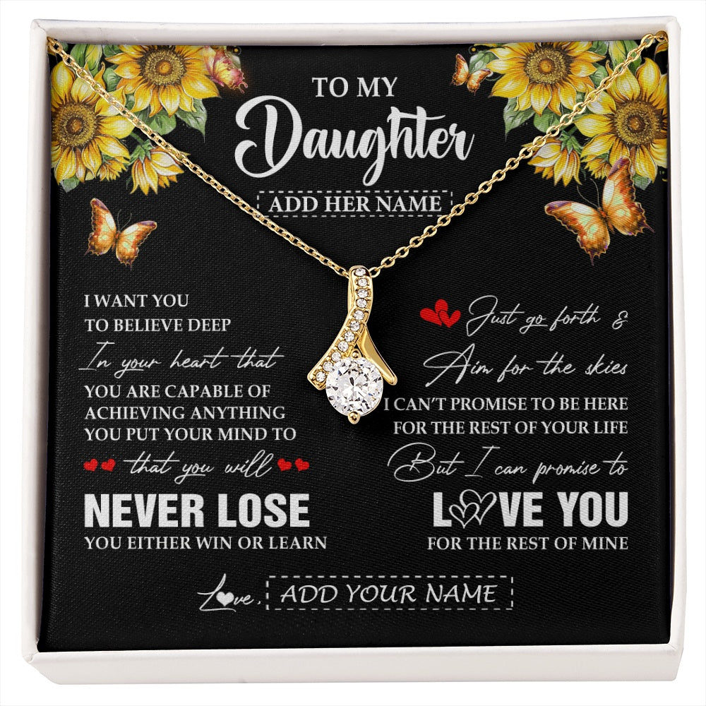 Alluring Beauty Necklace 18K Yellow Gold Finish | 1 | Personalized To My Daughter Necklace From Mom Dad Mother You Will Never Lose Sunflower Daughter Birthday Gifts Graduation Christmas Gift Box Message Card | siriusteestore.myshopify