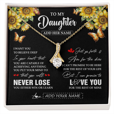 Alluring Beauty Necklace 18K Yellow Gold Finish | 1 | Personalized To My Daughter Necklace From Mom Dad Mother You Will Never Lose Sunflower Daughter Birthday Gifts Graduation Christmas Gift Box Message Card | siriusteestore.myshopify