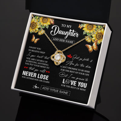 Love Knot Necklace 18K Yellow Gold Finish | 2 | Personalized To My Daughter Necklace From Mom Dad Mother You Will Never Lose Sunflower Daughter Birthday Gifts Graduation Christmas Gift Box Message Card | siriusteestore.myshopify
