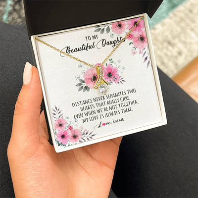 Alluring Beauty Necklace 18K Yellow Gold Finish | Personalized To My Daughter Necklace From Mom Dad My Love Is Always There Daughter Birthday Graduation Christmas Customized Gift Box Message Card | siriusteestore