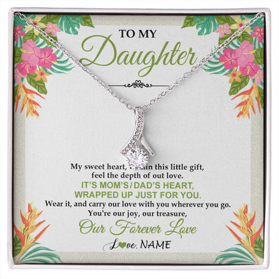 Alluring Beauty Necklace 14K White Gold Finish | 1 | Personalized To My Daughter Necklace From Mom Dad My Sweet Heart Birthday Gift For Daughter Valentine's Day Christmas Graduation Gift Box Message Card | siriusteestore