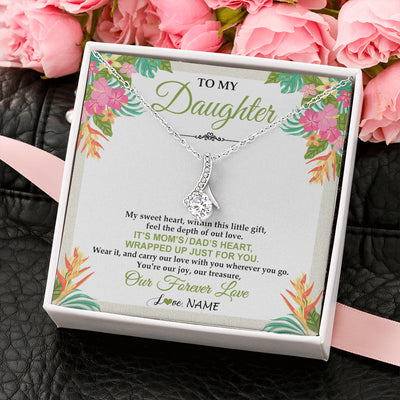 Alluring Beauty Necklace 14K White Gold Finish | 2 | Personalized To My Daughter Necklace From Mom Dad My Sweet Heart Birthday Gift For Daughter Valentine's Day Christmas Graduation Gift Box Message Card | siriusteestore