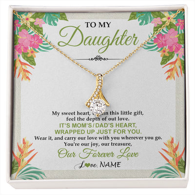 Alluring Beauty Necklace 18K Yellow Gold Finish | 1 | Personalized To My Daughter Necklace From Mom Dad My Sweet Heart Birthday Gift For Daughter Valentine's Day Christmas Graduation Gift Box Message Card | siriusteestore