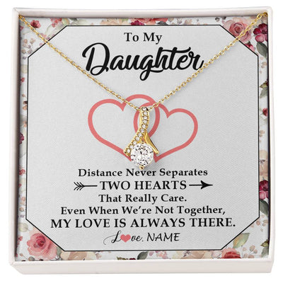 Alluring Beauty Necklace 18K Yellow Gold Finish | 1 | Personalized To My Daughter Necklace From Mom Dad Two Hearts Together Daughter Birthday Graduation Christmas Customized Gift Box Message Card | siriusteestore