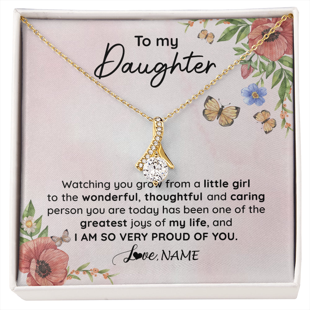 Alluring Beauty Necklace 18K Yellow Gold Finish | 1 | Personalized To My Daughter Necklace From Mom Dad Watching You Grow Daughter Birthday Gifts Jewelry Graduation Christmas Customized Gift Box Message Card | siriusteestore