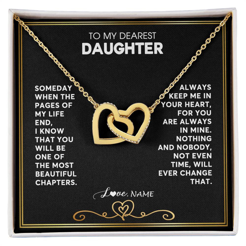 Interlocking Hearts Necklace 18K Yellow Gold Finish | 1 | Personalized To My Daughter Necklace From Mom Dad When The Pages Of My Life End Daughter Birthday Graduation Christmas Customized Gift Box Message Card | siriusteestore