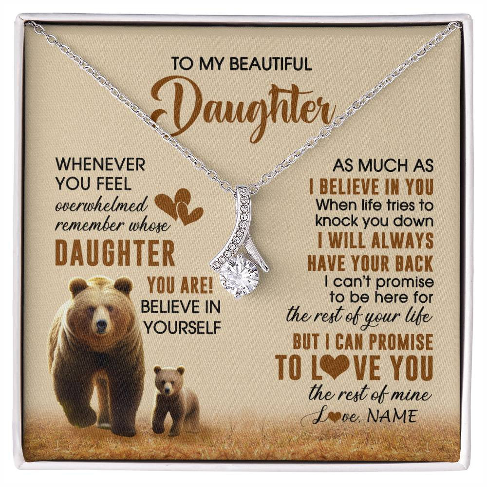Alluring Beauty Necklace 14K White Gold Finish | 1 | Personalized To My Daughter Necklace From Mom Dad Whenever You Feel Bear Daughter Birthday Gifts Gifts Graduation Christmas Customized Gift Box Message Card | siriusteestore