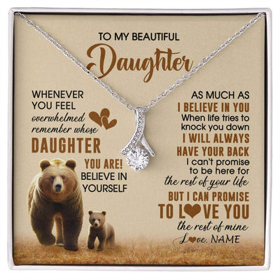 Alluring Beauty Necklace 14K White Gold Finish | 1 | Personalized To My Daughter Necklace From Mom Dad Whenever You Feel Bear Daughter Birthday Gifts Gifts Graduation Christmas Customized Gift Box Message Card | siriusteestore
