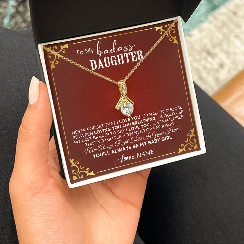 Alluring Beauty Necklace 18K Yellow Gold Finish | 2 | Personalized To My Daughter Necklace From Mom Dad You'Ll Always Be My Baby Girl Daughter Birthday Graduation Christmas Customized Gift Box Message Card | siriusteestore