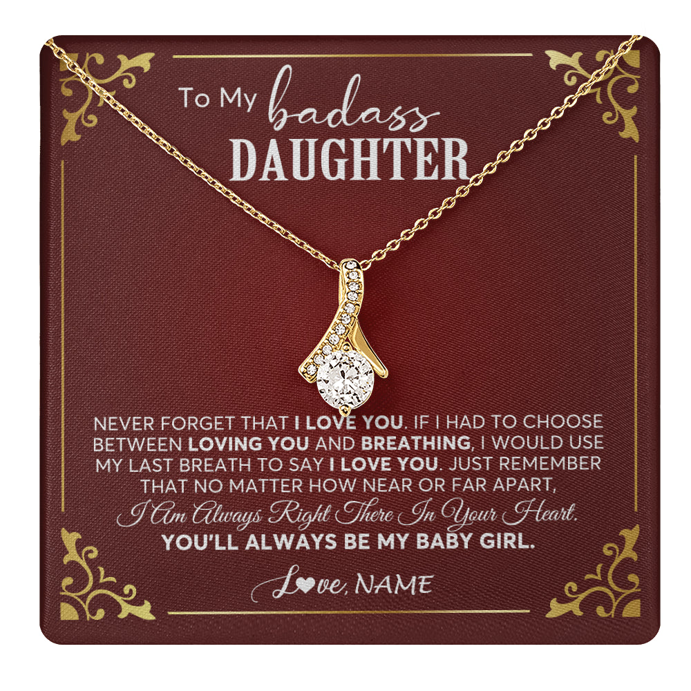 Alluring Beauty Necklace 18K Yellow Gold Finish | 1 | Personalized To My Daughter Necklace From Mom Dad You'll Always Be My Daughter Birthday Graduation Christmas Customized Gift Box Message Card | siriusteestore
