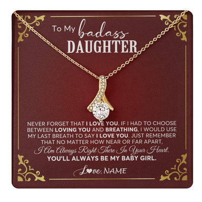 Alluring Beauty Necklace 18K Yellow Gold Finish | 1 | Personalized To My Daughter Necklace From Mom Dad You'll Always Be My Daughter Birthday Graduation Christmas Customized Gift Box Message Card | siriusteestore