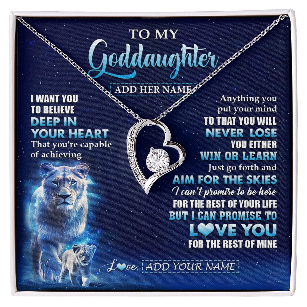 Forever Love Necklace 14K White Gold Finish | 1 | Personalized To My Daughter Necklace From Mom Mother Believe Your Heart Daughter Gift Birthday Graduation Christmas Customized Gift Box Message Card | siriusteestore.myshopify