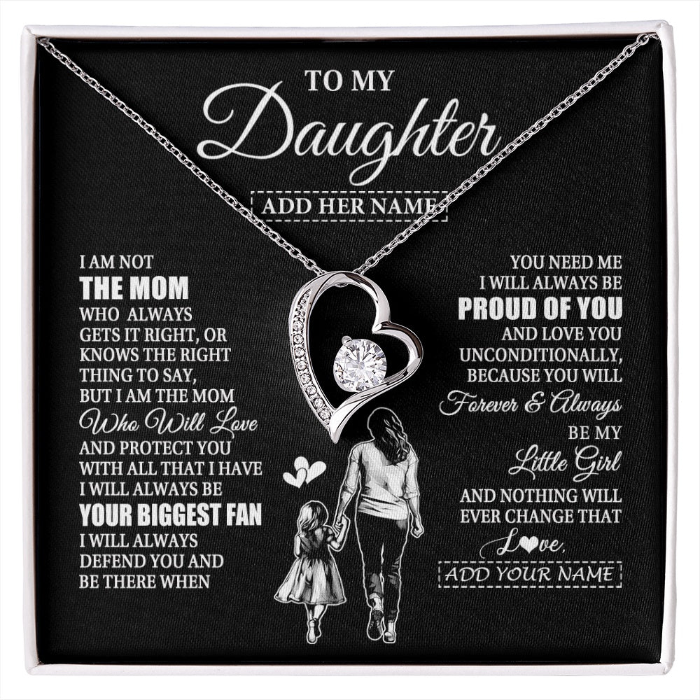 Forever Love Necklace 14K White Gold Finish | 1 | Personalized To My Daughter Necklace From Mom Mother Biggest Fan Birthday Gifts For Daughter From Mom Daughter Christmas Custom Gift Box Message Card | siriusteestore.myshopify