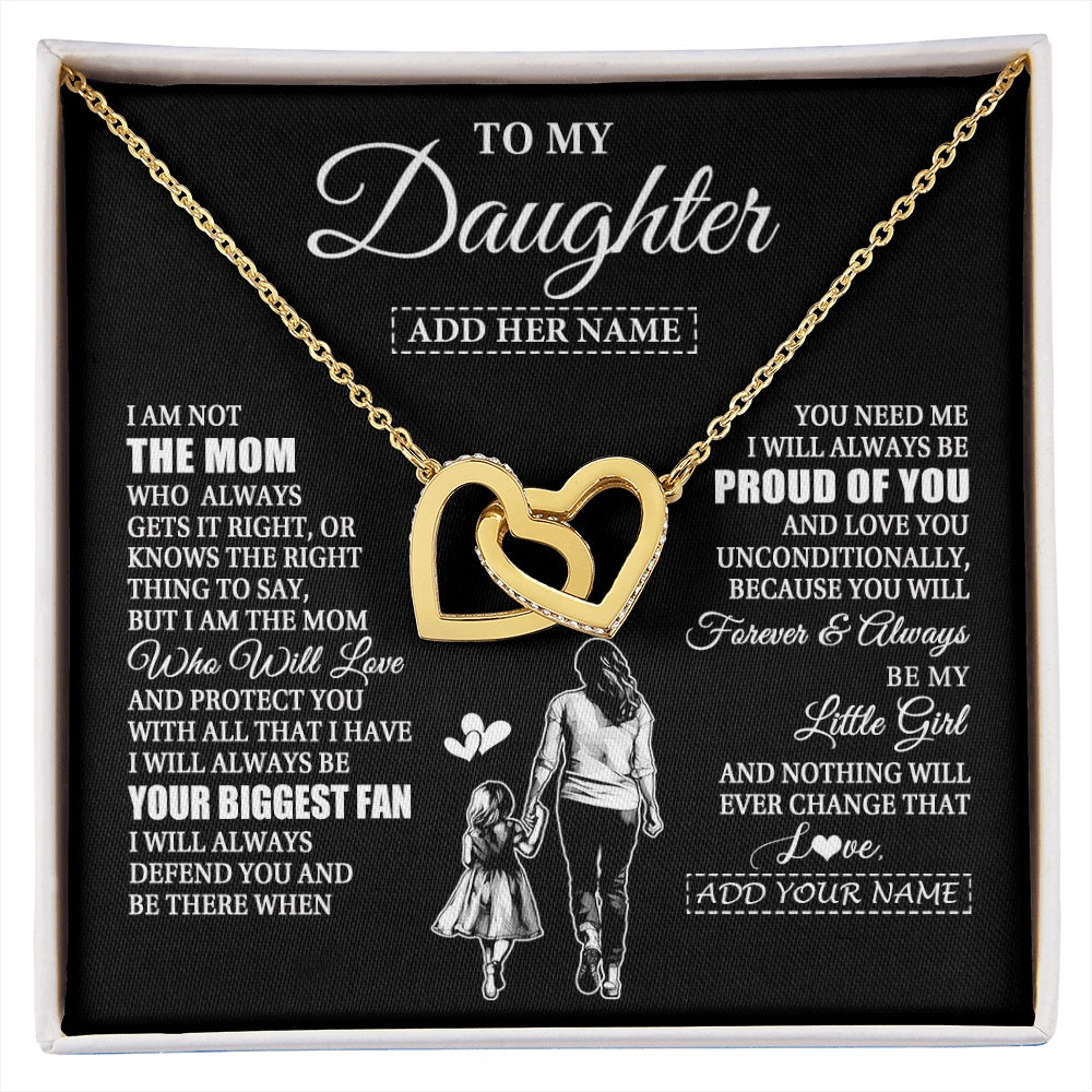 Interlocking Hearts Necklace 18K Yellow Gold Finish | 1 | Personalized To My Daughter Necklace From Mom Mother Biggest Fan Birthday Gifts For Daughter From Mom Daughter Christmas Custom Gift Box Message Card | siriusteestore.myshopify