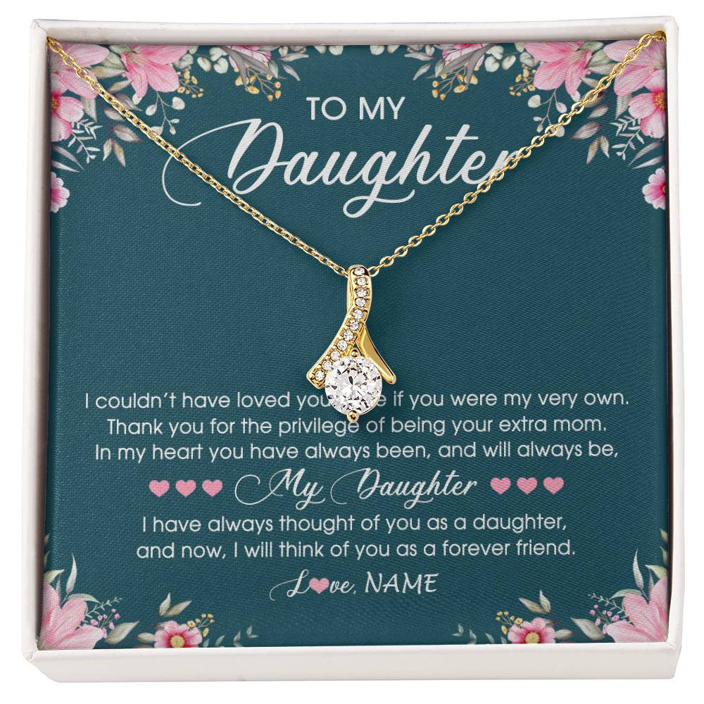 Alluring Beauty Necklace 18K Yellow Gold Finish | Personalized To My Daughter Necklace From Mom Mother Flower Will Forever Friend Daughter Birthday Christmas Graduation Customized Gift Box Message Card | siriusteestore