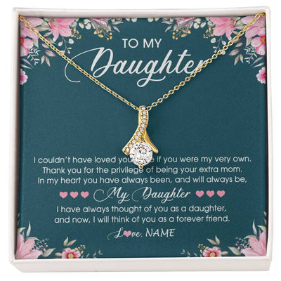 Alluring Beauty Necklace 18K Yellow Gold Finish | Personalized To My Daughter Necklace From Mom Mother Flower Will Forever Friend Daughter Birthday Christmas Graduation Customized Gift Box Message Card | siriusteestore