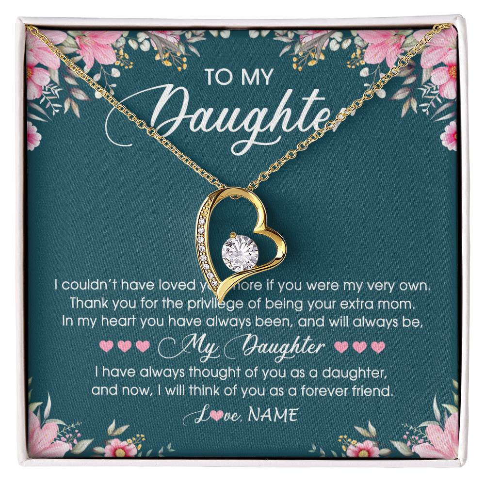 Forever Love Necklace 18K Yellow Gold Finish | Personalized To My Daughter Necklace From Mom Mother Flower Will Forever Friend Daughter Birthday Christmas Graduation Customized Gift Box Message Card | siriusteestore