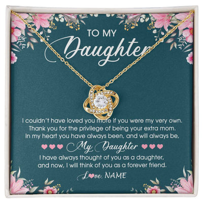 Love Knot Necklace 18K Yellow Gold Finish | Personalized To My Daughter Necklace From Mom Mother Flower Will Forever Friend Daughter Birthday Christmas Graduation Customized Gift Box Message Card | siriusteestore