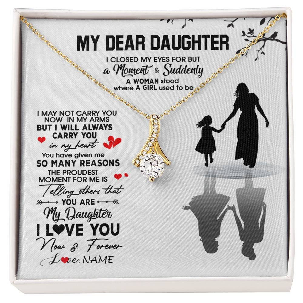 Alluring Beauty Necklace 18K Yellow Gold Finish | 1 | Personalized To My Daughter Necklace From Mom Mother I Love You Letters For Her Daughter Birthday Graduation Christmas Customized Gift Box Message Card | siriusteestore