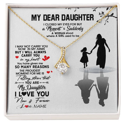 Alluring Beauty Necklace 18K Yellow Gold Finish | 1 | Personalized To My Daughter Necklace From Mom Mother I Love You Letters For Her Daughter Birthday Graduation Christmas Customized Gift Box Message Card | siriusteestore