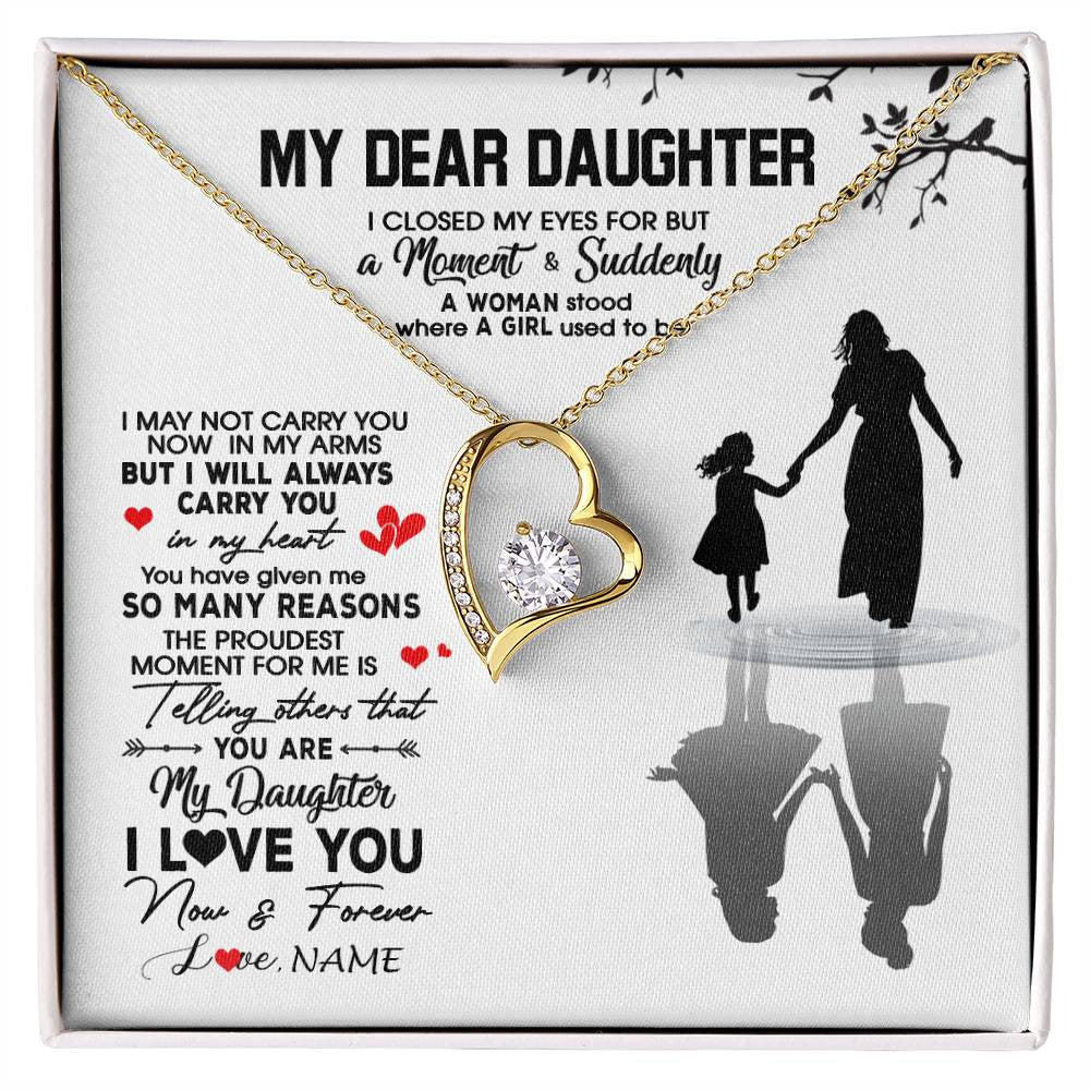 Forever Love Necklace 18K Yellow Gold Finish | 1 | Personalized To My Daughter Necklace From Mom Mother I Love You Letters For Her Daughter Birthday Graduation Christmas Customized Gift Box Message Card | siriusteestore
