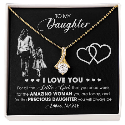 Alluring Beauty Necklace 18K Yellow Gold Finish | 1 | Personalized To My Daughter Necklace From Mom Mother I Love You Little Girl Daughter Birthday Graduation Christmas Jewelry Customized Gift Box Message Card | siriusteestore