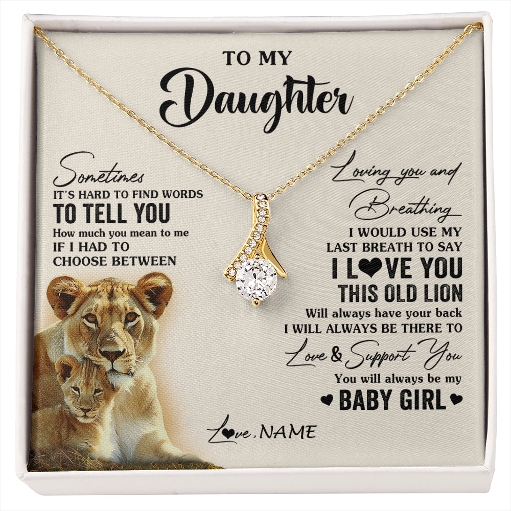 Alluring Beauty Necklace 18K Yellow Gold Finish | 1 | Personalized To My Daughter Necklace From Mom Mother I Love You This Old Lion Daughter Birthday Graduation Christmas Jewelry Customized Gift Box Message Card | siriusteestore