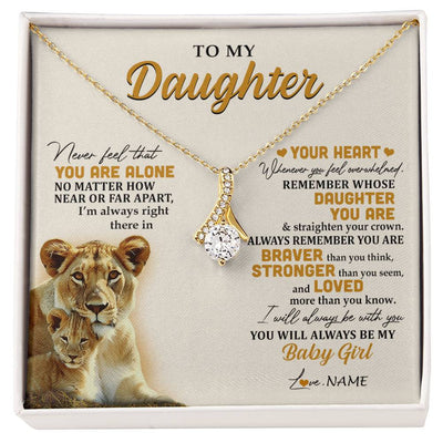 Alluring Beauty Necklace 18K Yellow Gold Finish | 1 | Personalized To My Daughter Necklace From Mom Mother Lion Never Feel That You Are Alone Great Daughter Birthday Christmas Customized Gift Box Message Card | siriusteestore