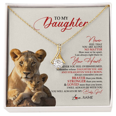 Alluring Beauty Necklace 18K Yellow Gold Finish | 1 | Personalized To My Daughter Necklace From Mom Mother Never Feel You Are Alone Lion Daughter Birthday Graduation Christmas Customized Gift Box Message Card | siriusteestore