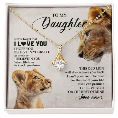 Alluring Beauty Necklace 18K Yellow Gold Finish | 1 | Personalized To My Daughter Necklace From Mom Mother Never Forget I Love You Lion Daughter Birthday Graduation Christmas Customized Message Card | siriusteestore