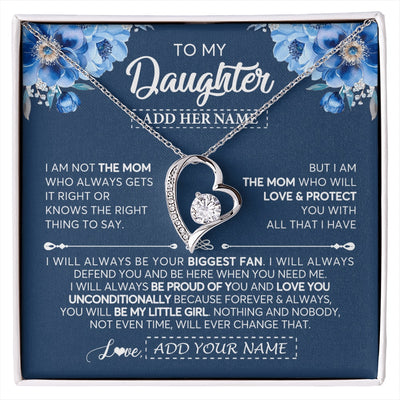 Forever Love Necklace 14K White Gold Finish | 1 | Personalized To My Daughter Necklace From Mom Mother Proud Of You Birthday Gifts For Daughter Jewelry Gifts Christmas Custom Gift Box Message Card | https://siriusteestore.