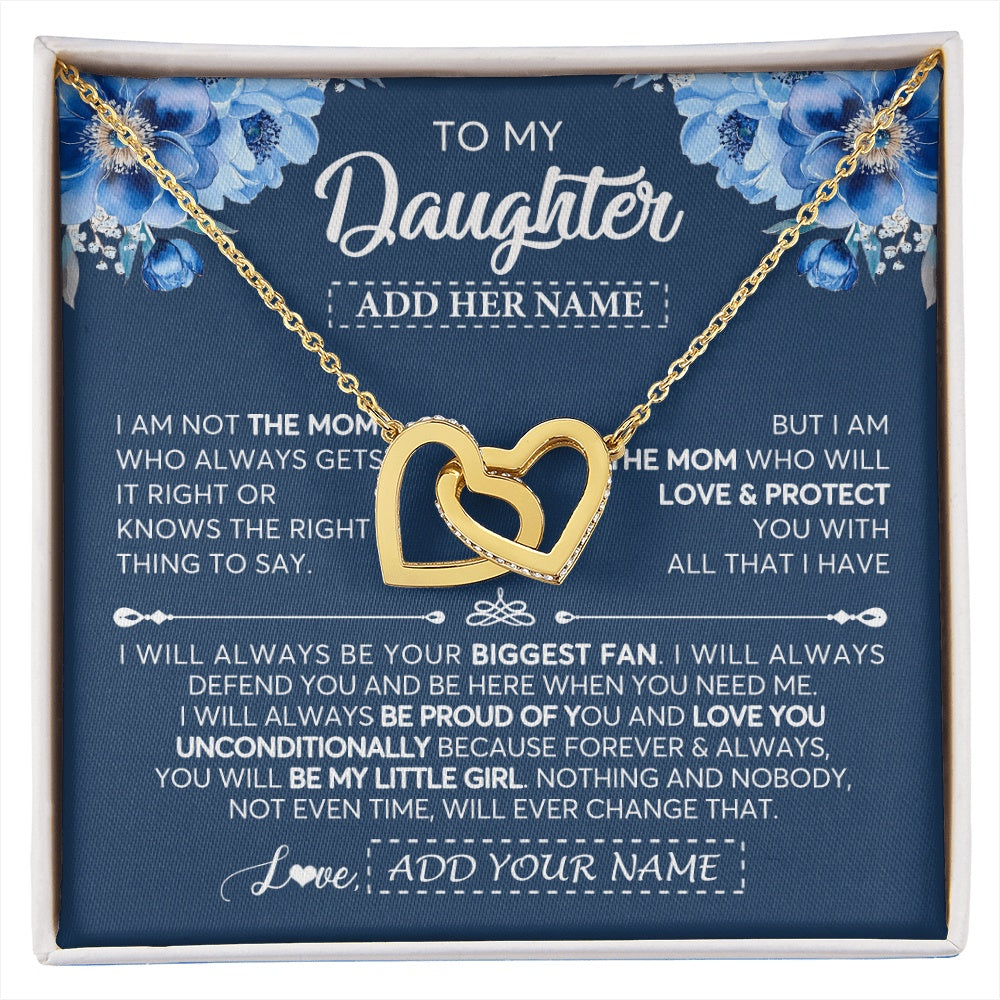 Interlocking Hearts Necklace 18K Yellow Gold Finish | 1 | Personalized To My Daughter Necklace From Mom Mother Proud Of You Birthday Gifts For Daughter Jewelry Gifts Christmas Custom Gift Box Message Card | https://siriusteestore.