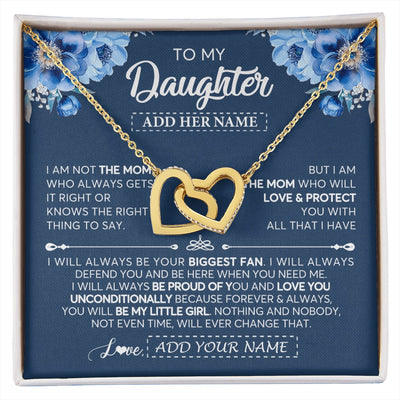 Interlocking Hearts Necklace 18K Yellow Gold Finish | 1 | Personalized To My Daughter Necklace From Mom Mother Proud Of You Birthday Gifts For Daughter Jewelry Gifts Christmas Custom Gift Box Message Card | https://siriusteestore.